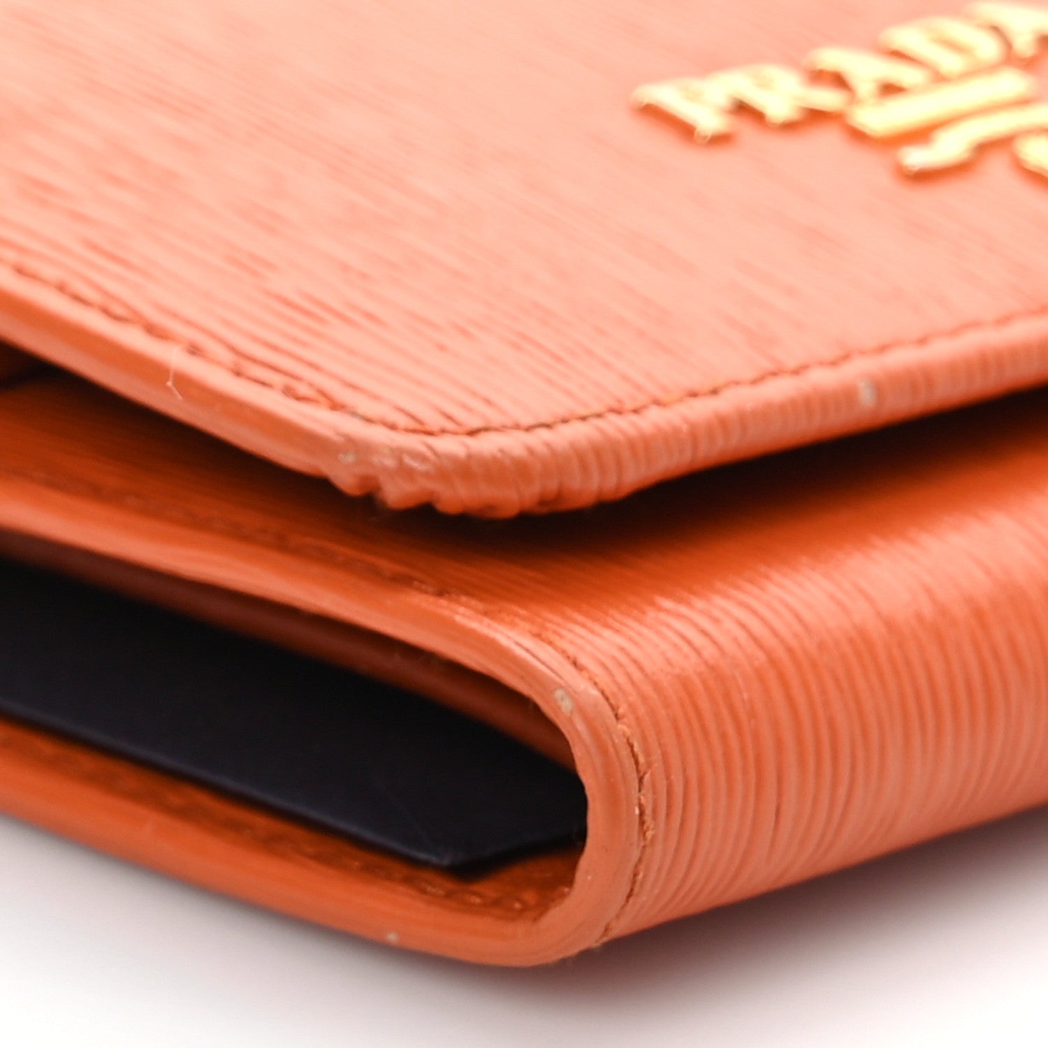 Prada Vitello Move Tri-Fold Compact Wallet Papaya 7 of 9