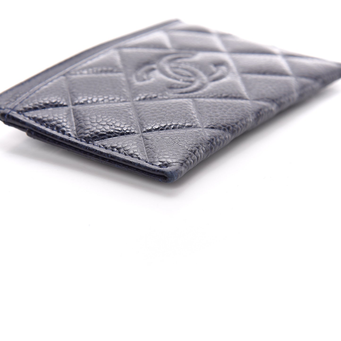 Caviar Quilted Diamond CC Card Holder Dark Navy
