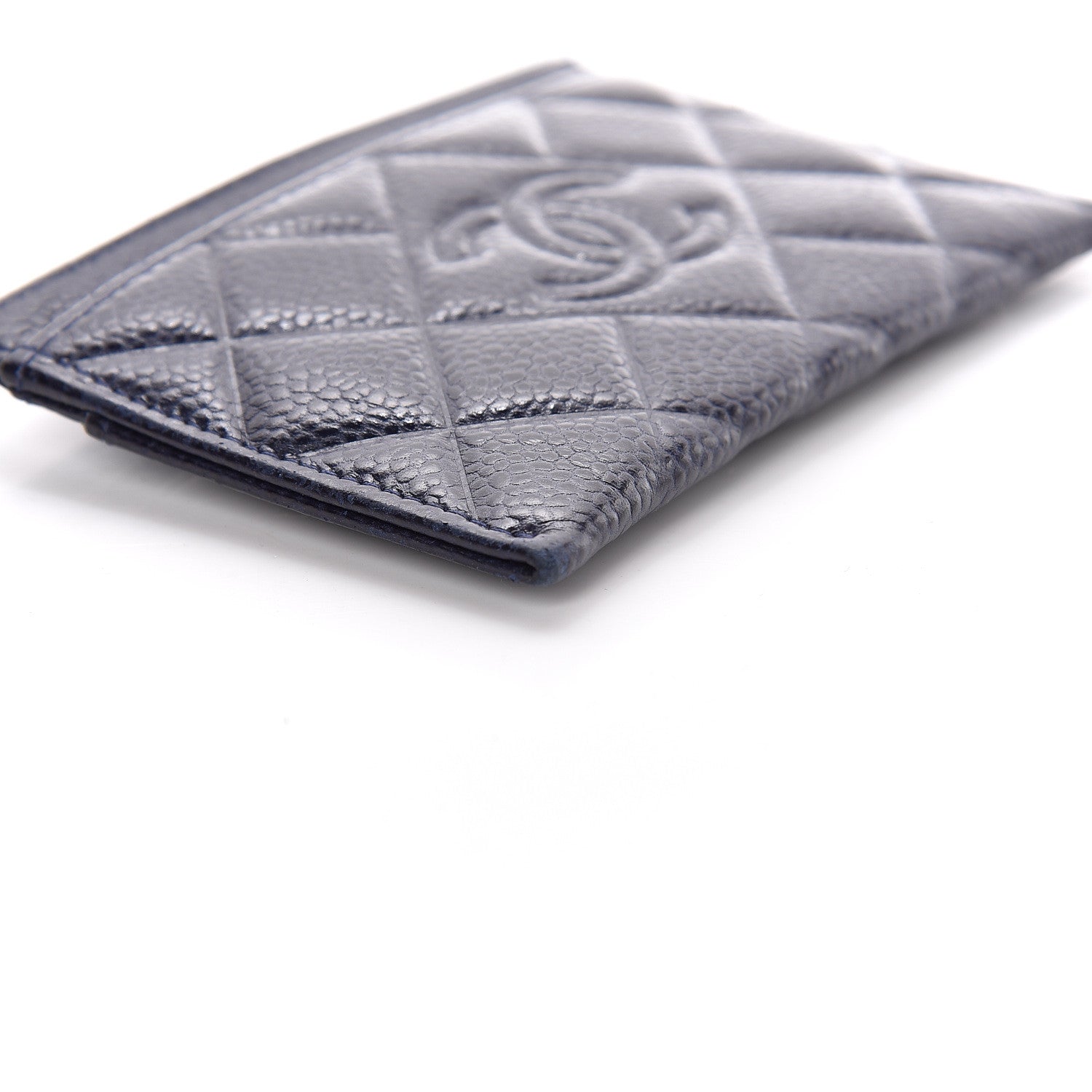 Chanel Caviar Quilted Diamond CC Card Holder Dark Navy 9 of 13