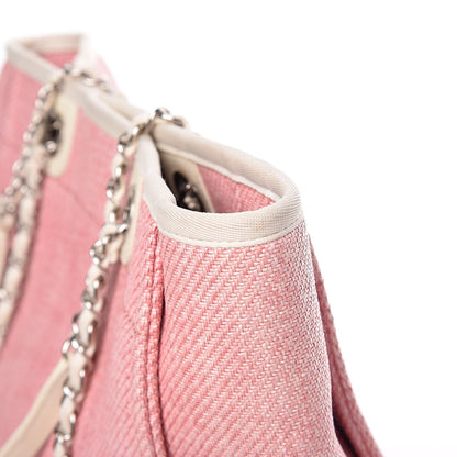 Chanel Woven Straw Raffia Small Deauville Tote Pink 12 of 12