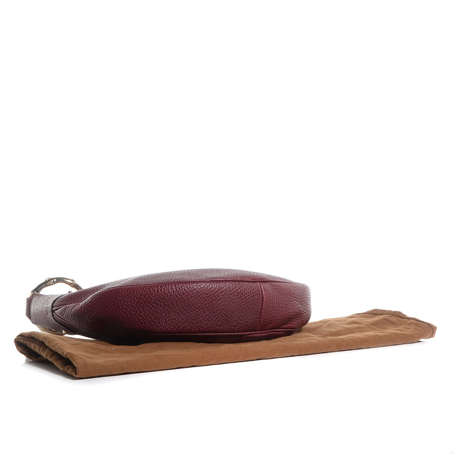 Leather Half Moon Bamboo Ring Hobo Dark Red