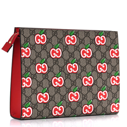 Gucci GG Supreme Monogram Apple Large Cosmetic Case Beige Multicolor Lobster Red 3 of 10