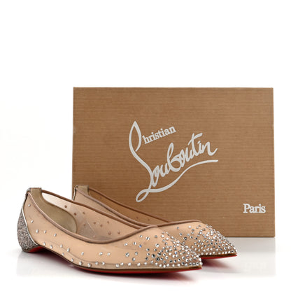 Christian Louboutin Rete Glitter Mini Specchio Strass Follies Flats 39.5 Perle 9 of 9