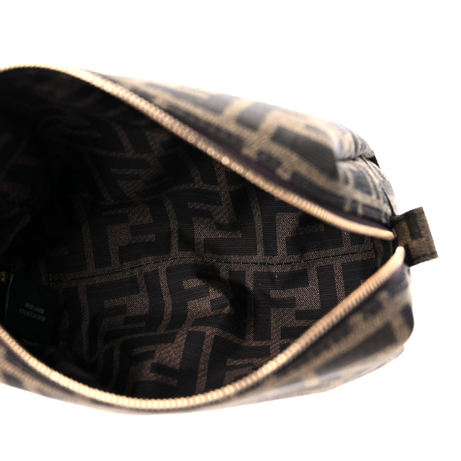 Fendi Fabric Jacquard FF 1974 Small Trapezoid Beauty Pouch Tobacco Moro Black 5 of 10