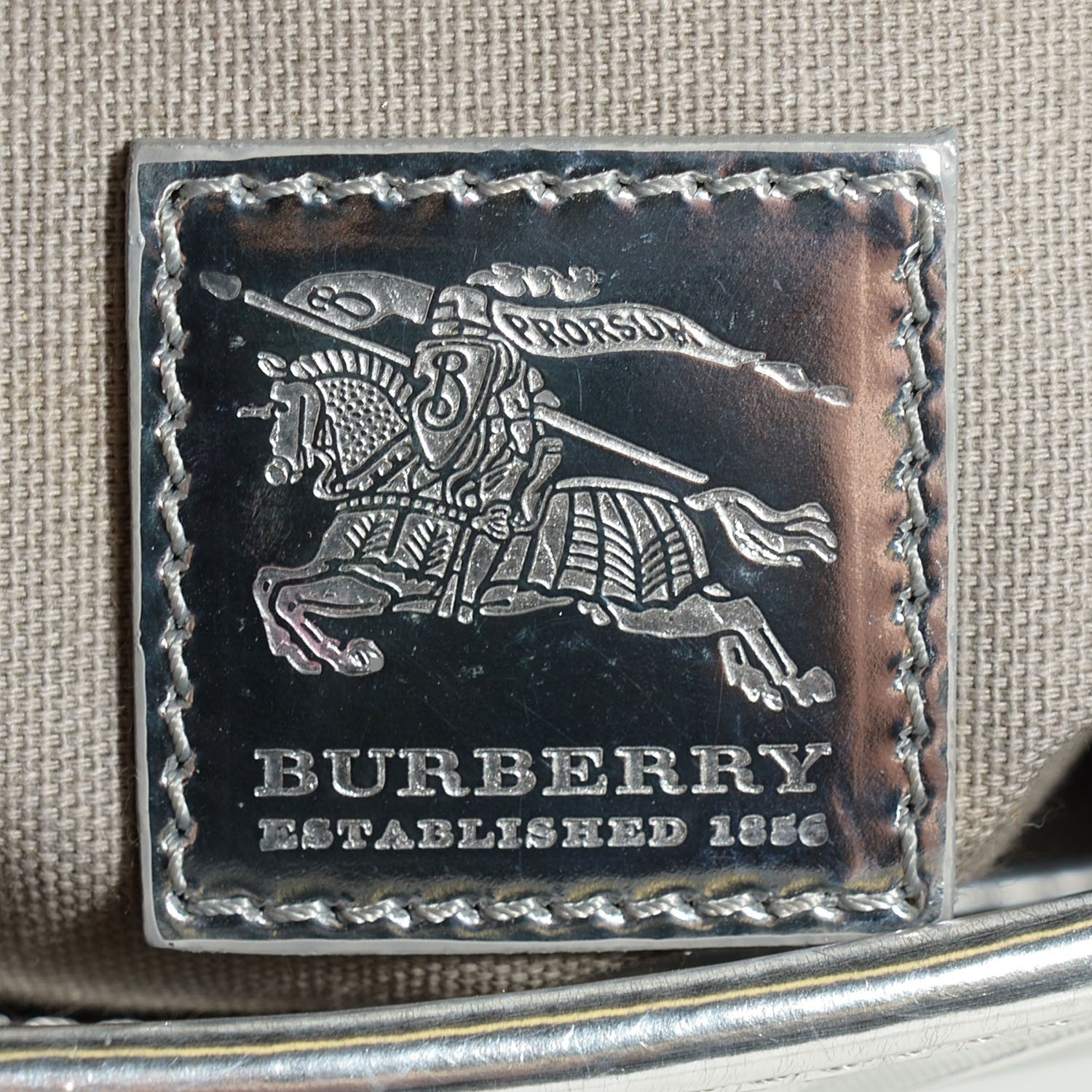 Burberry Patent Check Embossed Ember Tote Silver 6 of 8