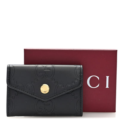 Gucci Gilbert Calfskin Jumbo GG Embossed Snap Wallet Black 8 of 8