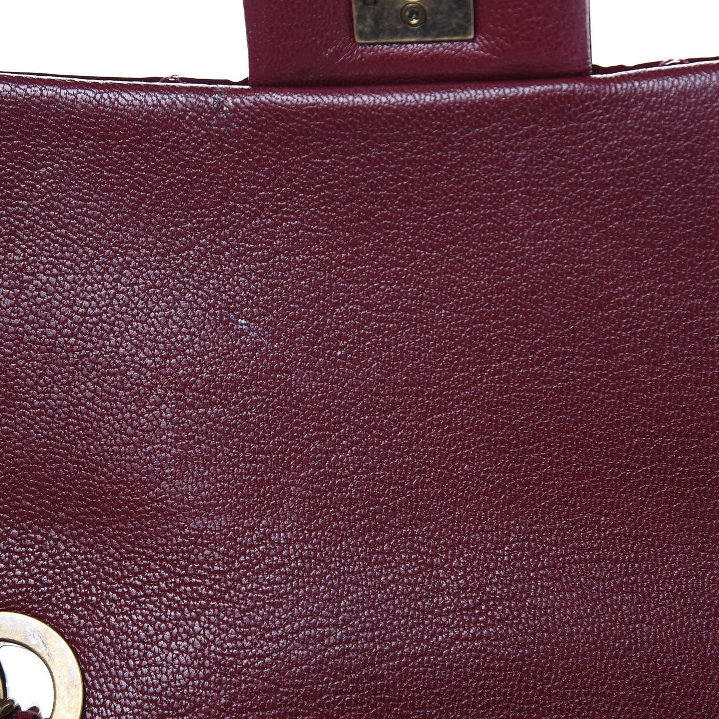 Patent Goatskin Quilted Medium CC Eyelet Flap Burgundy