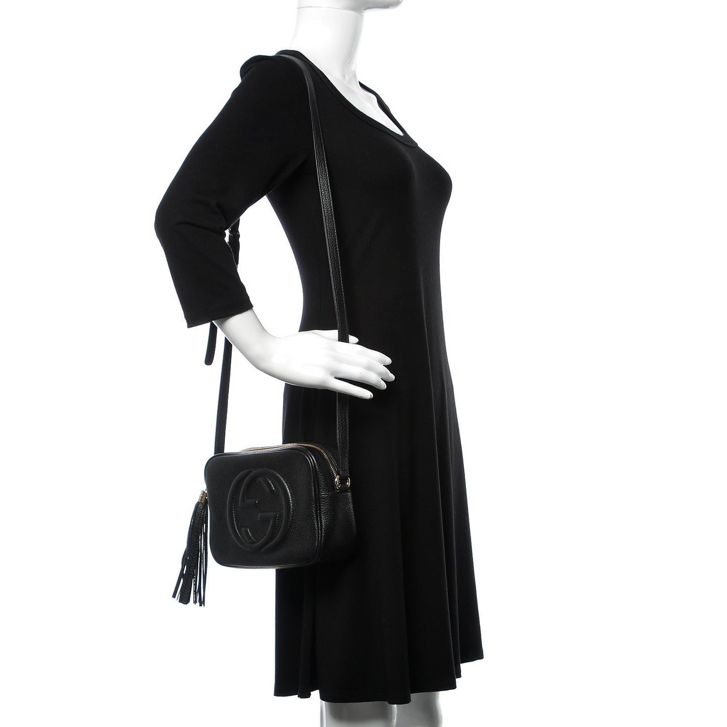 Pebbled Calfskin Small Soho Disco Bag Black
