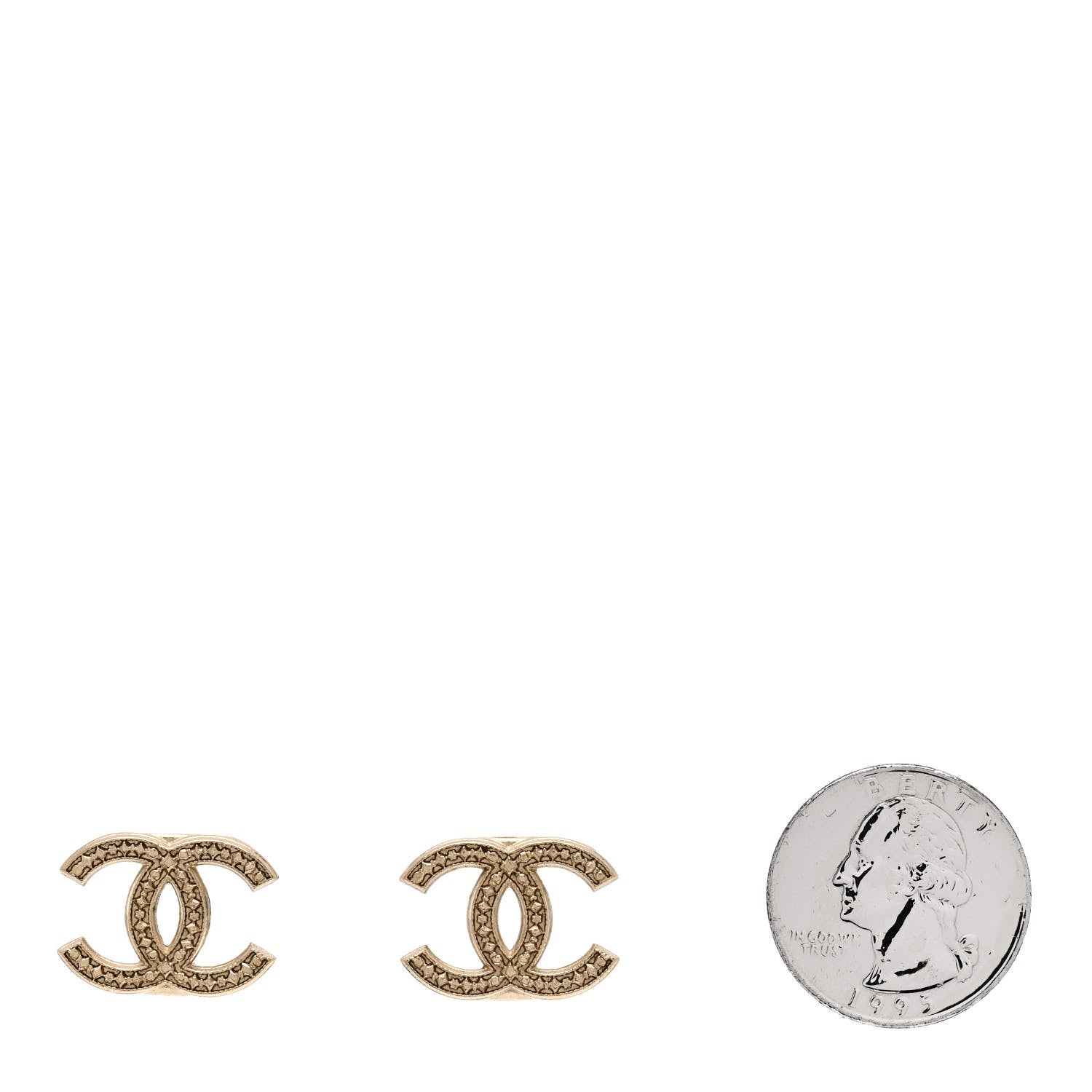Chanel Textured CC Clip On Earrings Gold 2 of 4