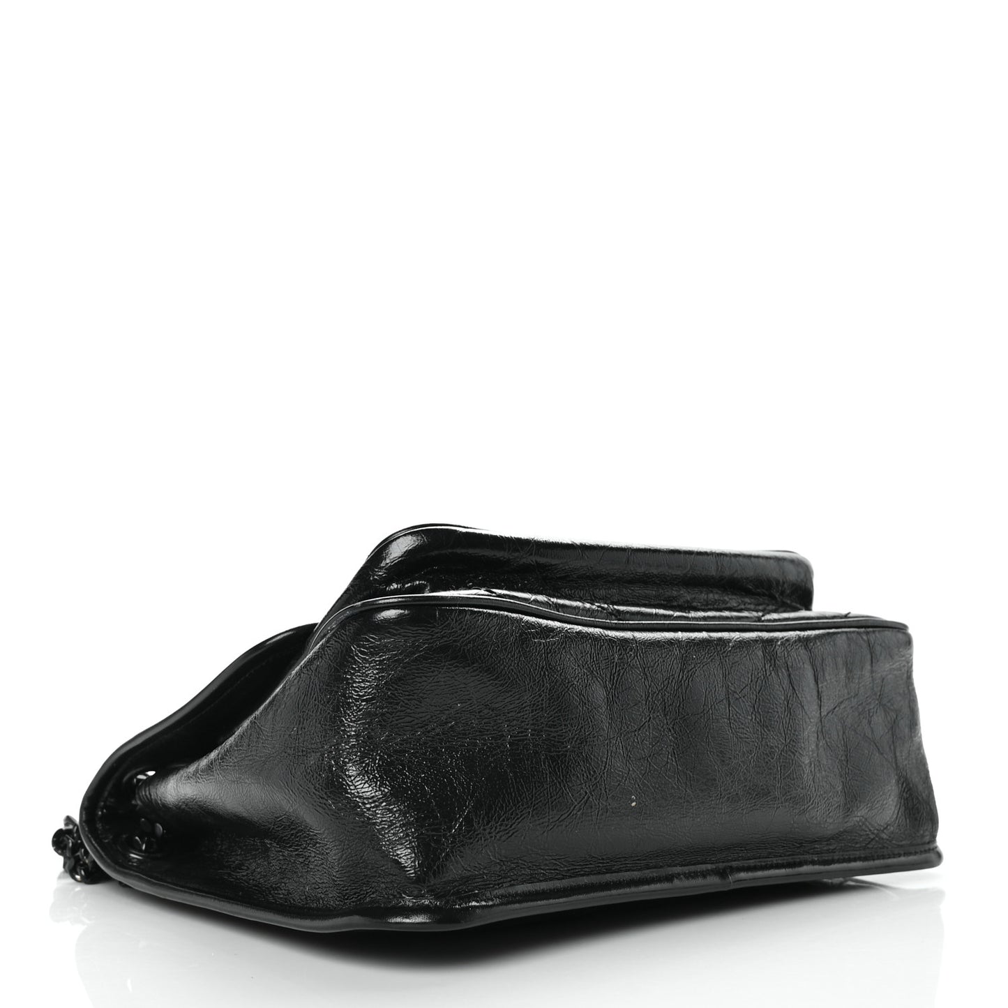 Crinkled Calfskin Matelasse Monogram Medium Niki Chain Satchel Black