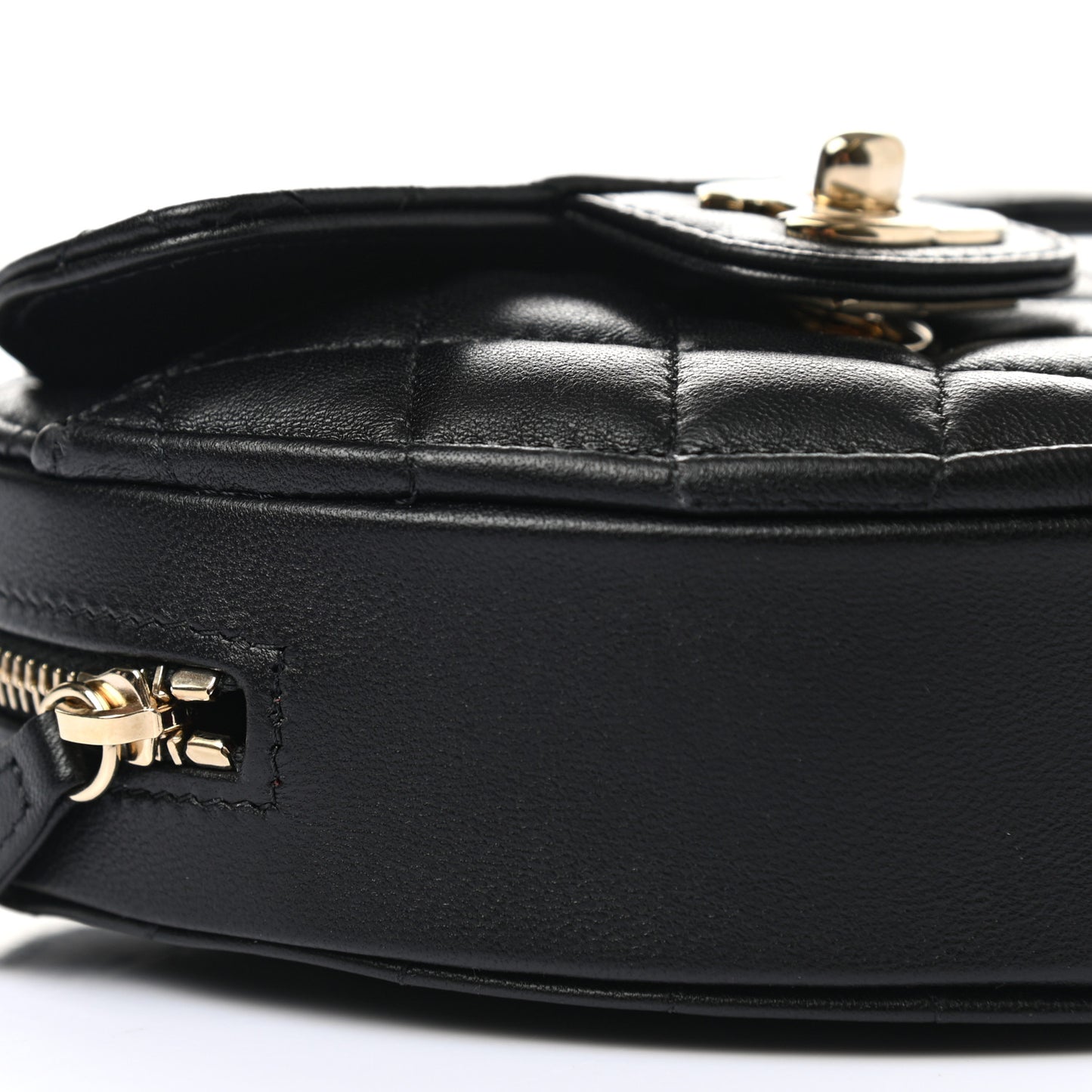 Lambskin Quilted CC In Love Heart Clutch With Chain Black