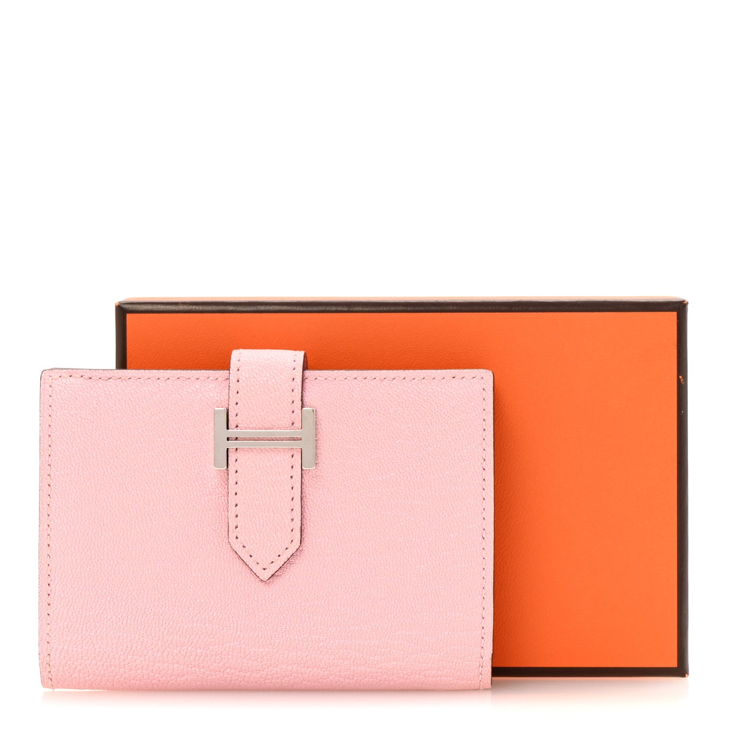 Hermes Chevre Mysore Bearn Card Holder Wallet Rose Sakura 10 of 10