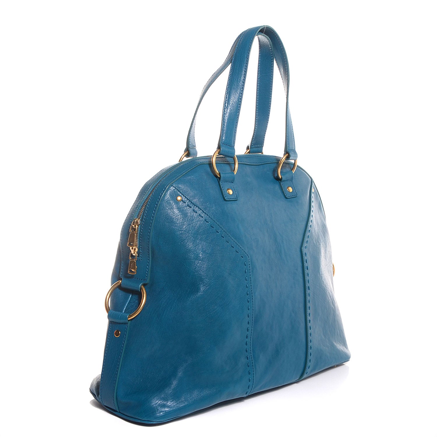 Saint Laurent Leather Oversized Muse Turquoise 4 of 9