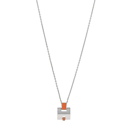 Hermes Palladium Lacquered Eileen Pendant Necklace Orange Fonce 1 of 5