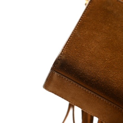 Saint Laurent Suede Fringe Small Monogram Satchel Light Ocre 16 of 17