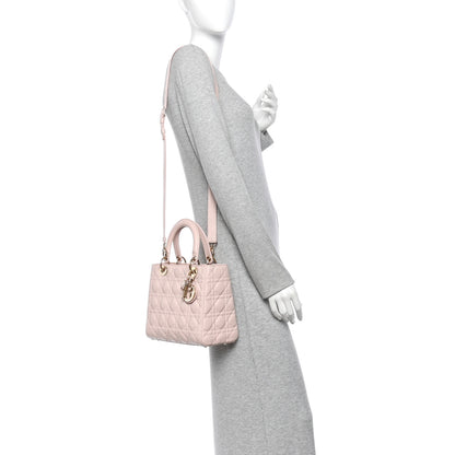Christian Dior Lambskin Cannage Medium Lady Dior Light Pink 2 of 13