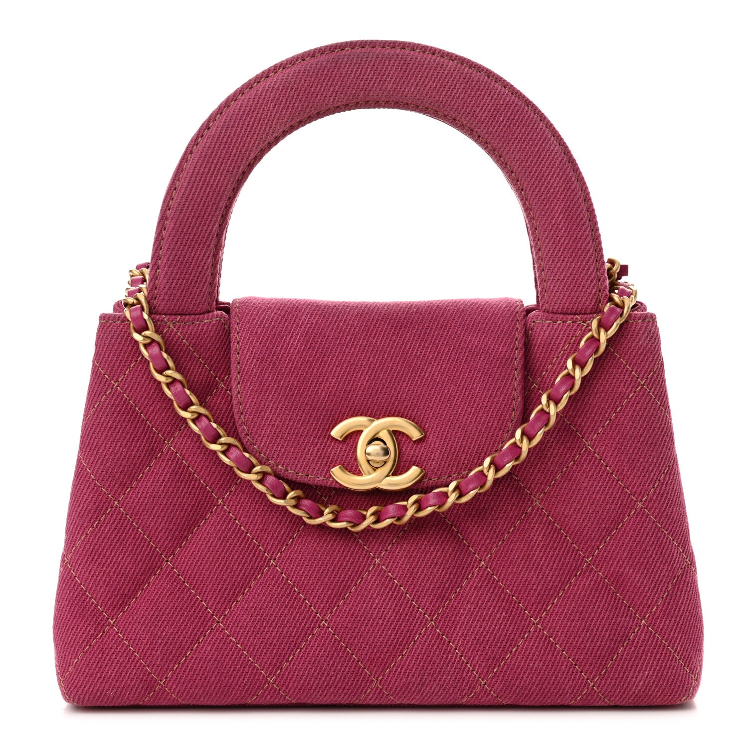 Chanel Denim Quilted Nano Kelly Shopper Fuchsia 1 of 15