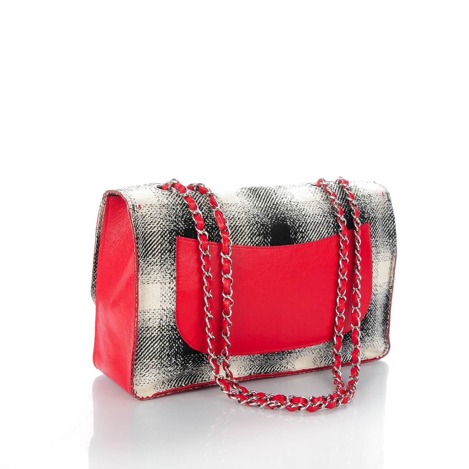 Chanel Tweed Jumbo Single Flap Ecru Red 3 of 9