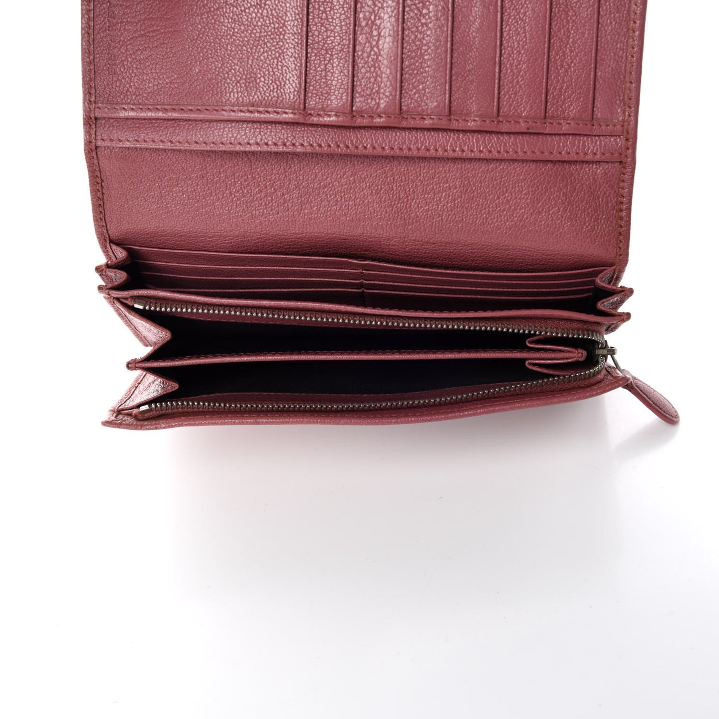 Agneau Giant 12 Silver Hardware Money Wallet Rose Bruyere