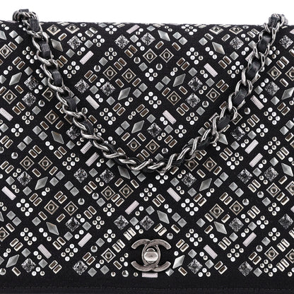 Chanel Lambskin Embellished Quilted Wallet On Chain WOC Black 10 of 11