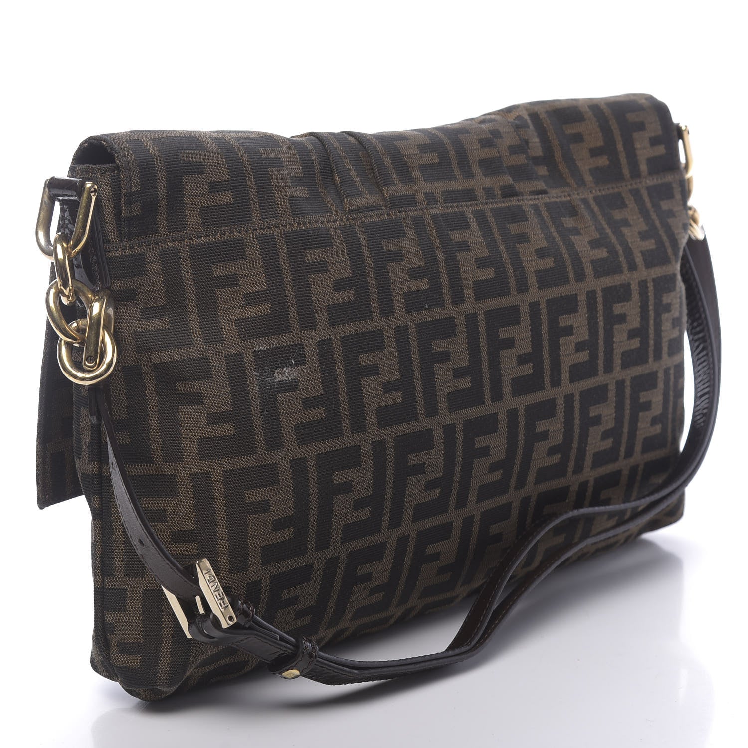 Fendi Zucca Patent Large Mia Shoulder Flap Tobacco 3 of 11