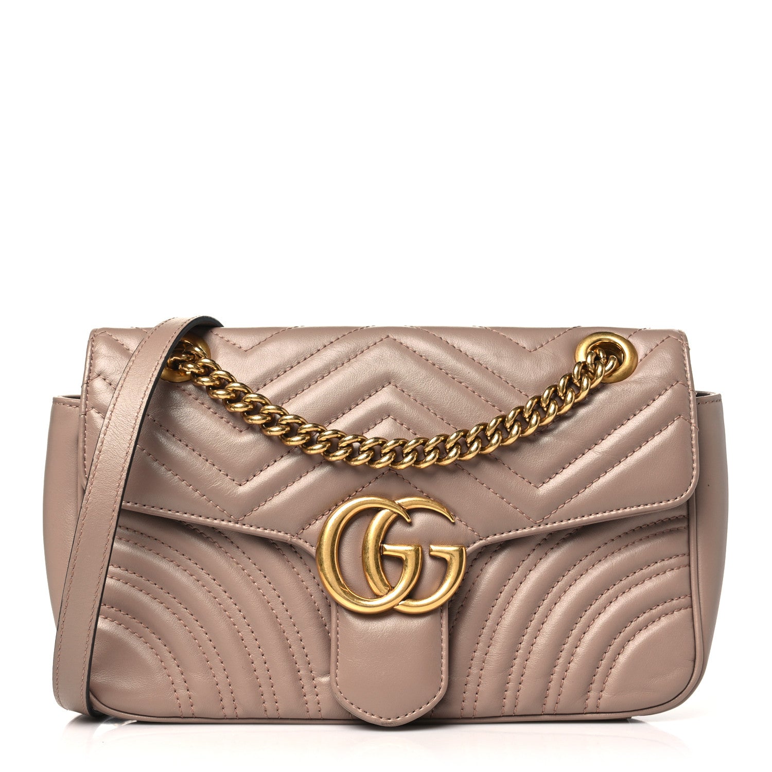 Gucci Calfskin Matelasse Small GG Marmont Shoulder Bag Porcelain Rose 1 of 10