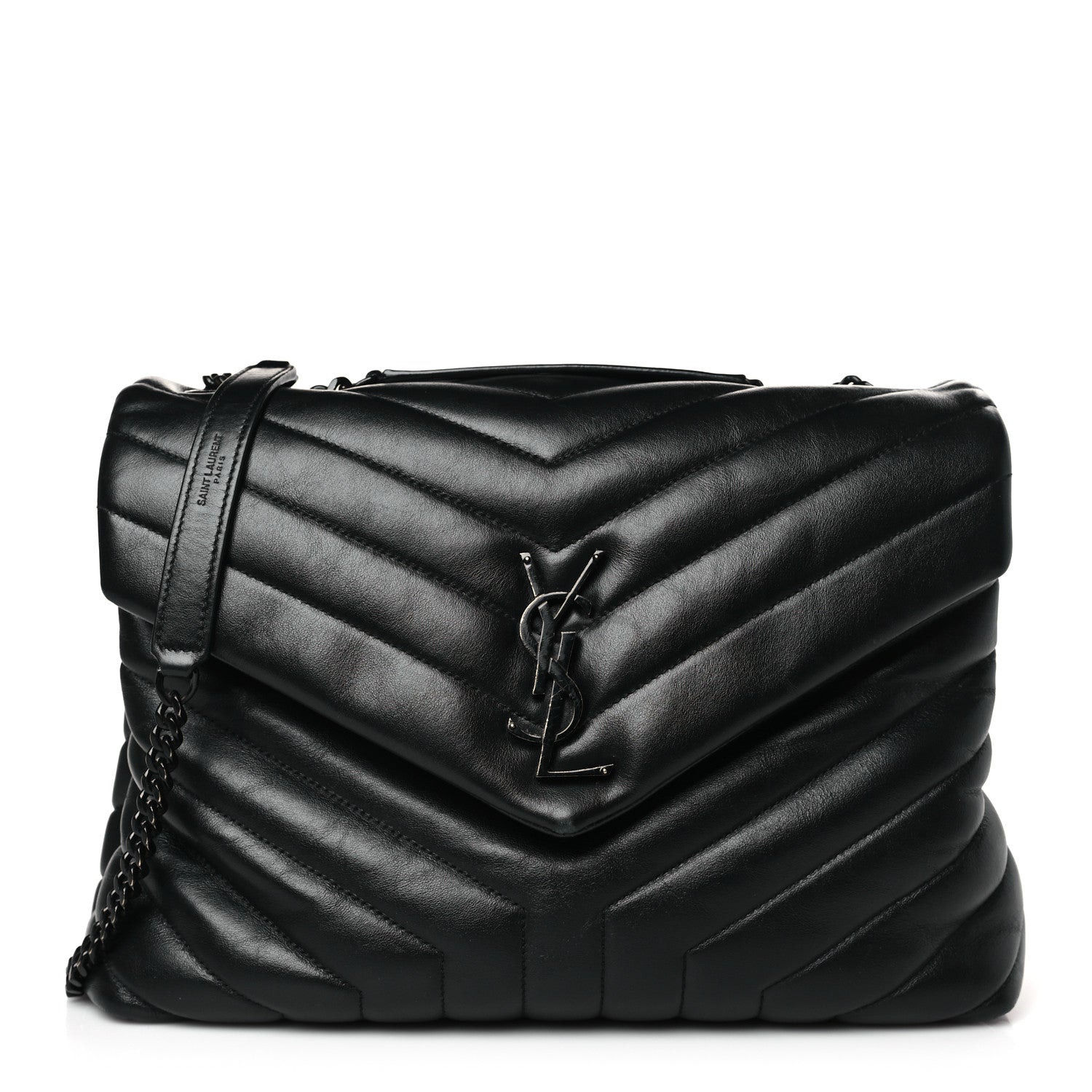 Saint Laurent Calfskin Y Quilted Monogram Monochrome Medium Loulou Chain Satchel Black 1 of 10
