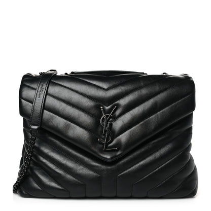 Saint Laurent Calfskin Y Quilted Monogram Monochrome Medium Loulou Chain Satchel Black 1 of 10
