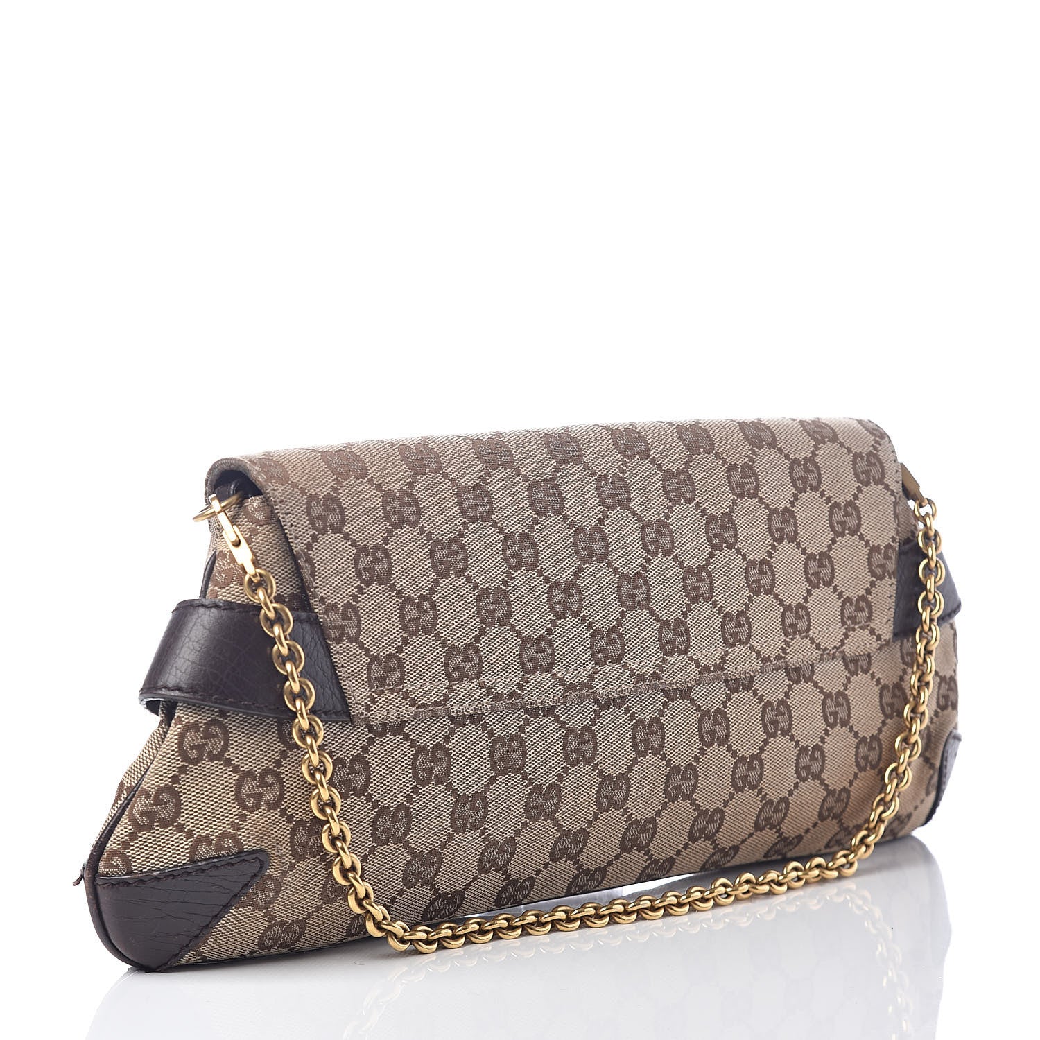 Gucci Monogram Studded Horsebit Clutch Dark Brown 3 of 10