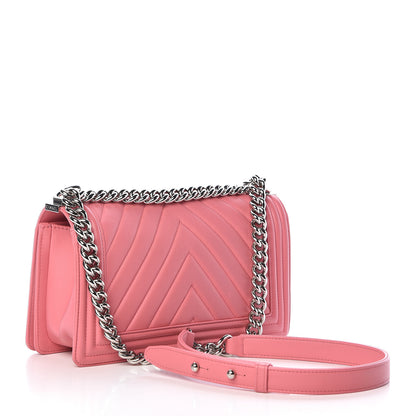 Chanel Calfskin Chevron Quilted Medium Boy Flap Pink 3 of 16