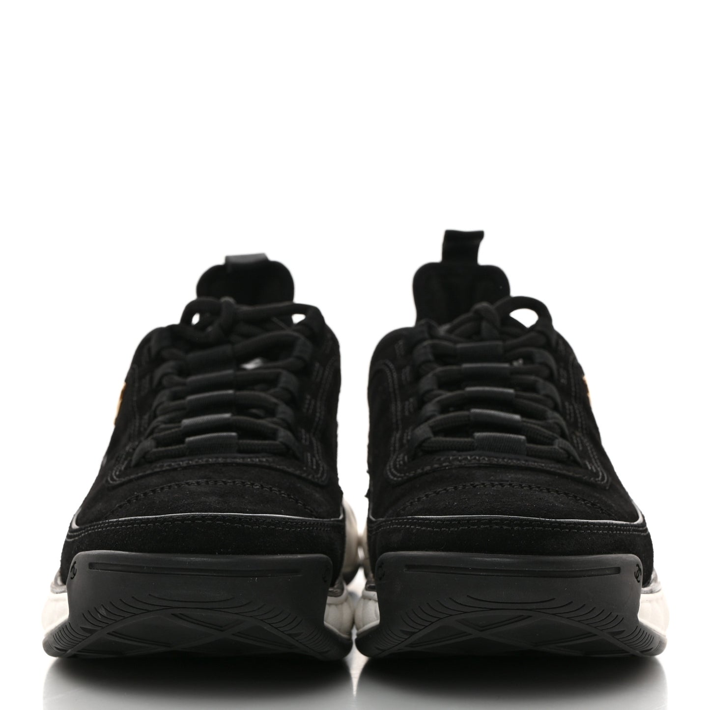 Suede Calfskin Nylon Grosgrain CC Sneakers 39.5 Black