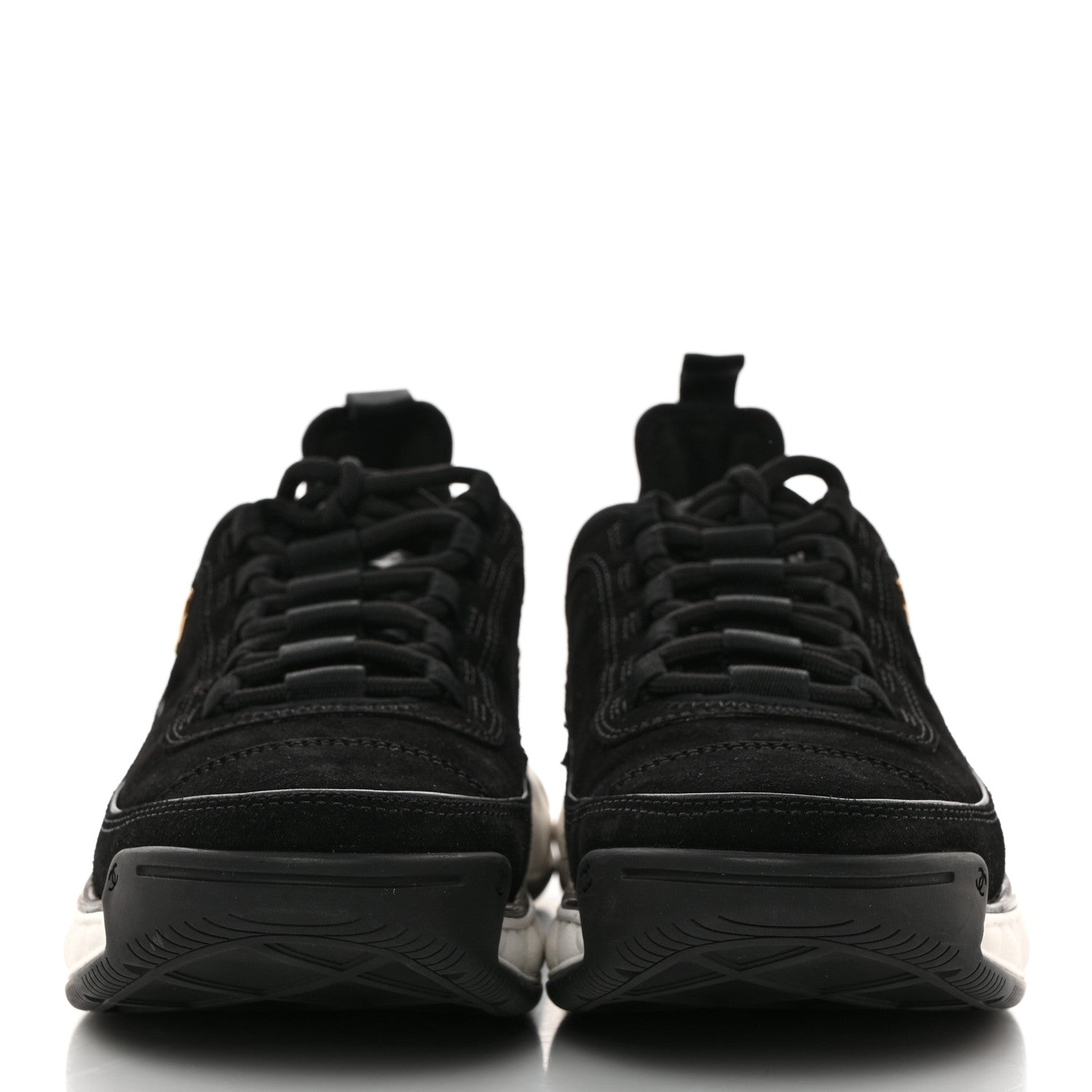 Chanel Suede Calfskin Nylon Grosgrain CC Sneakers 39.5 Black 2 of 9