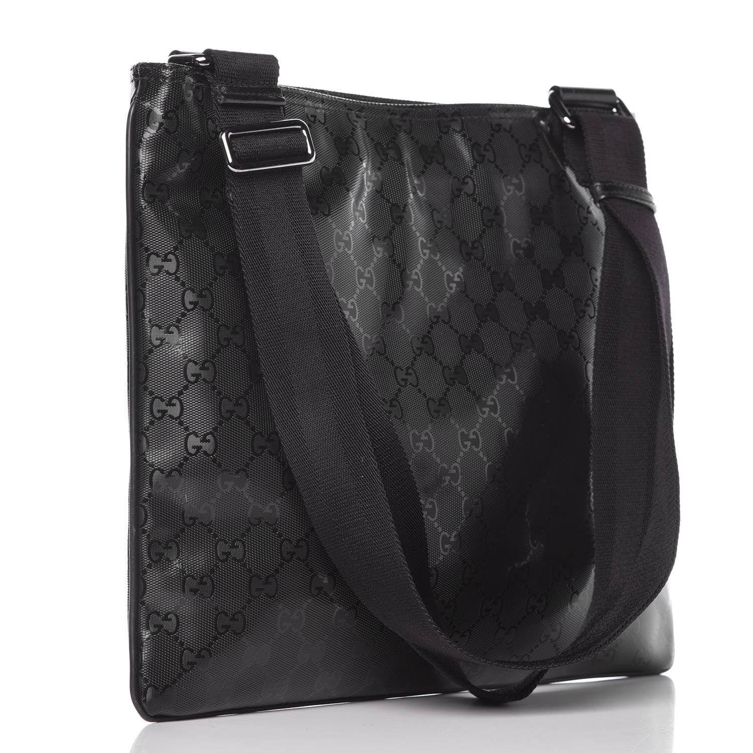 Gucci Imprime Monogram Medium Flat Messenger Bag Black 3 of 7