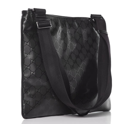 Gucci Imprime Monogram Medium Flat Messenger Bag Black 3 of 7