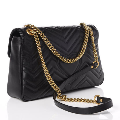 Gucci Calfskin Matelasse Medium GG Marmont Shoulder Bag Black 3 of 8
