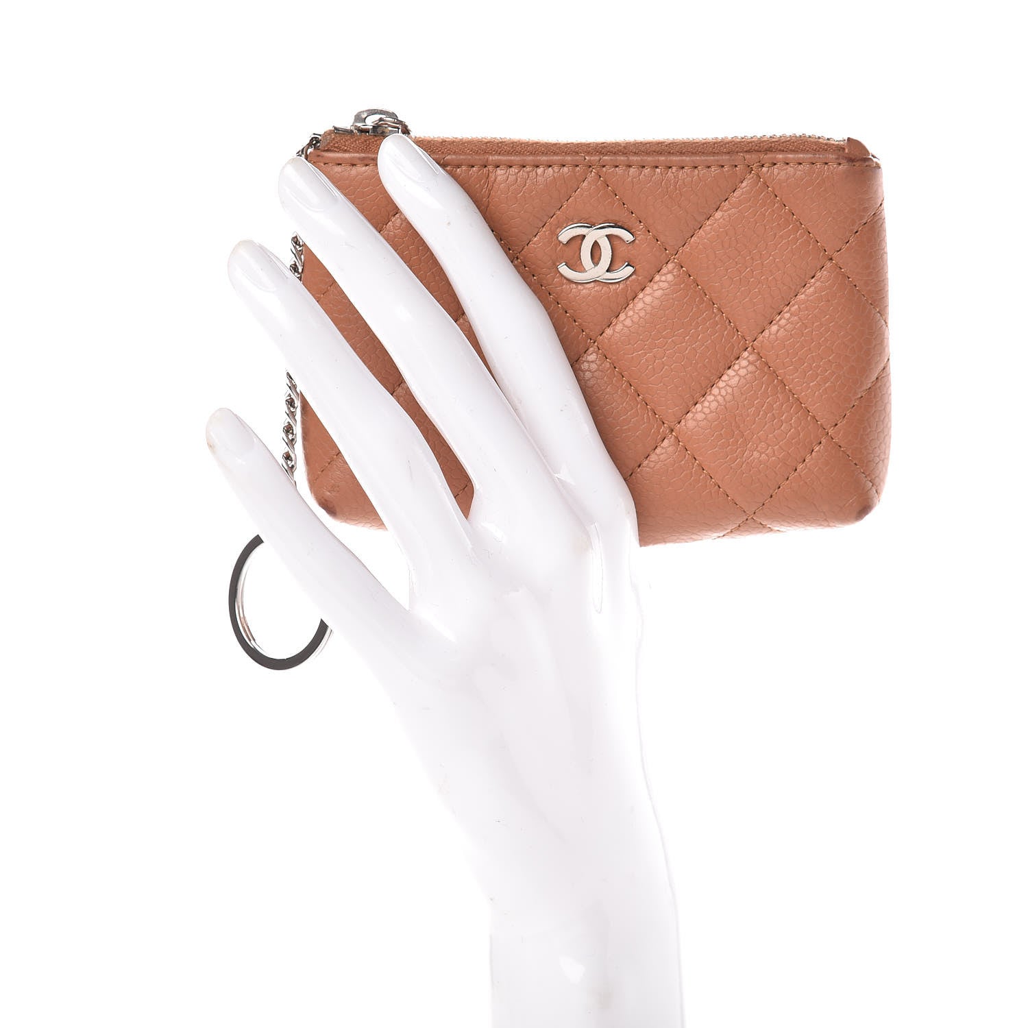 Chanel Caviar Quilted Key Holder Case Light Brown 2 of 9
