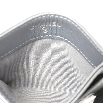 Chanel Metallic Lambskin Quilted CC Card Holder Silver 5 of 9