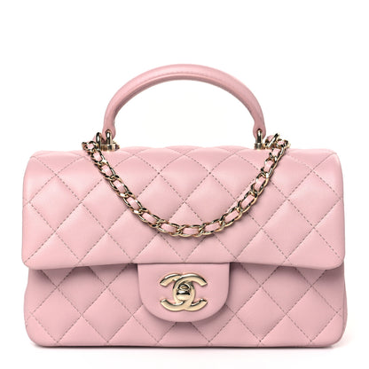 Chanel Lambskin Quilted Mini Top Handle Rectangular Flap Light Pink 1 of 9