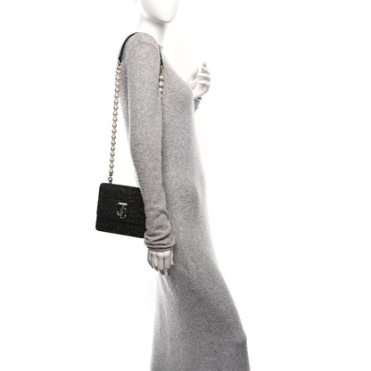 Jimmy Choo Coarse Glitter Pearl Varenne Shoulder Bag Black 2 of 9