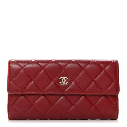 Chanel Lambskin Quilted Large Gusset Flap Wallet Red 1 of 14