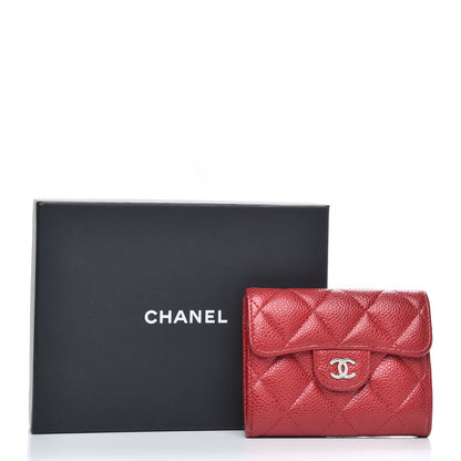 Chanel Caviar Quilted Flap Card Holder Wallet Red 10 of 10