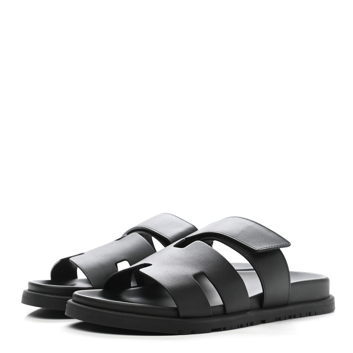 Hermes Calfskin Womens Chypre Sandals 40.5 Black 3 of 8