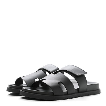 Hermes Calfskin Womens Chypre Sandals 40.5 Black 3 of 8