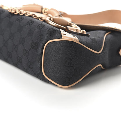 Gucci Monogram Horsebit Chain Studded Flap Shoulder Bag Black 7 of 10