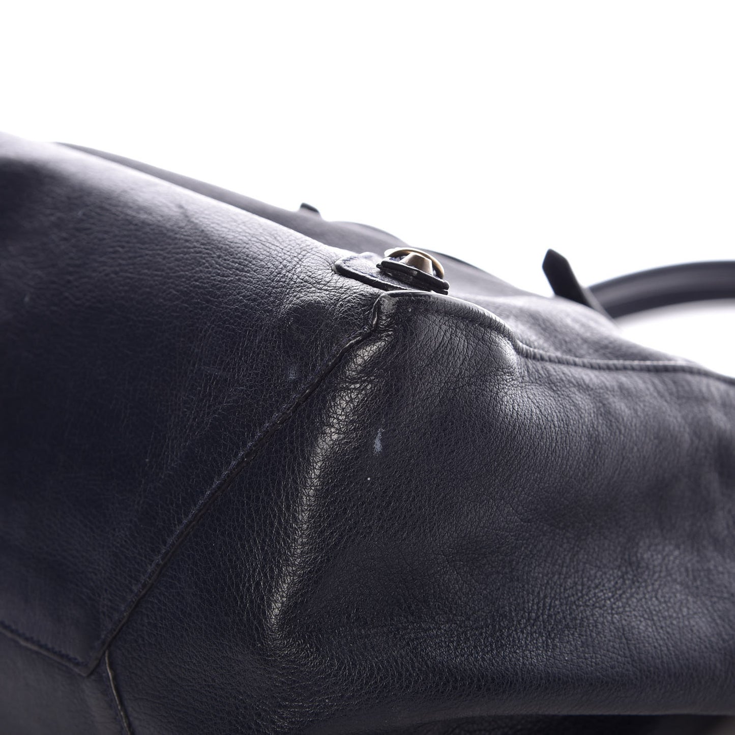 Calfskin Papier Ligne A5 Flap Tote Bleu Roi Black