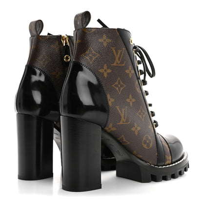 Louis Vuitton Patent Calfskin Monogram Star Trail Ankle Boots 38.5 Black 5 of 10