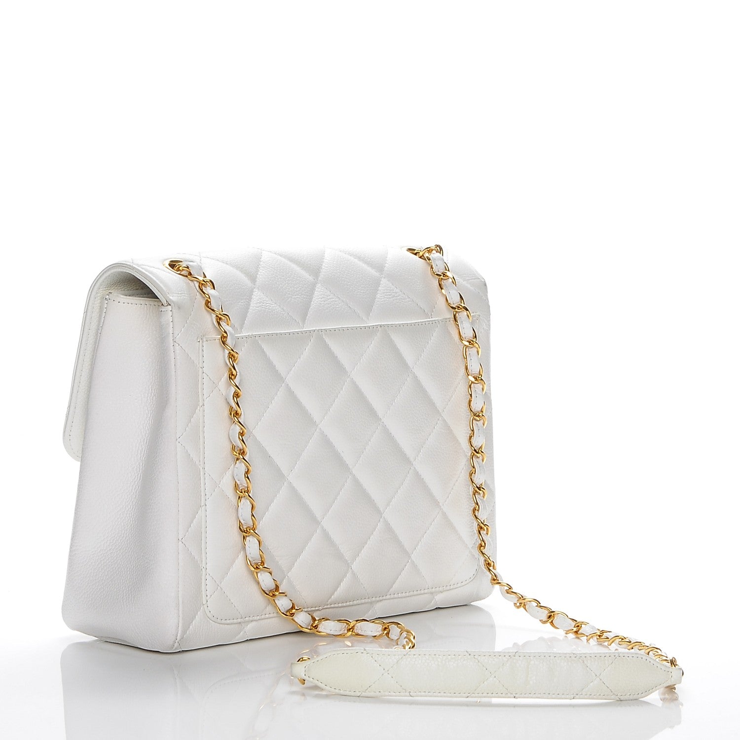 Chanel Caviar Quilted Medium Single Flap White 3 of 10