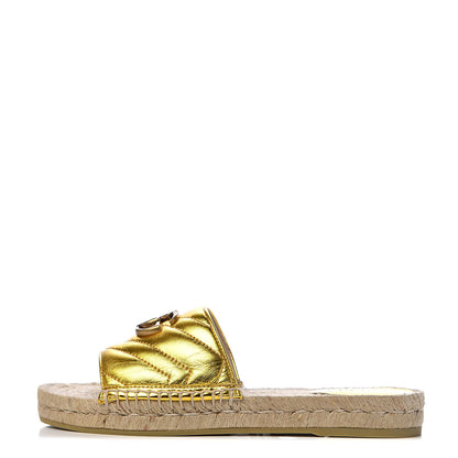 Gucci Metallic Nappa Matelasse GG Marmont Espadrille Slide Sandals 38.5 Oro 1 of 12