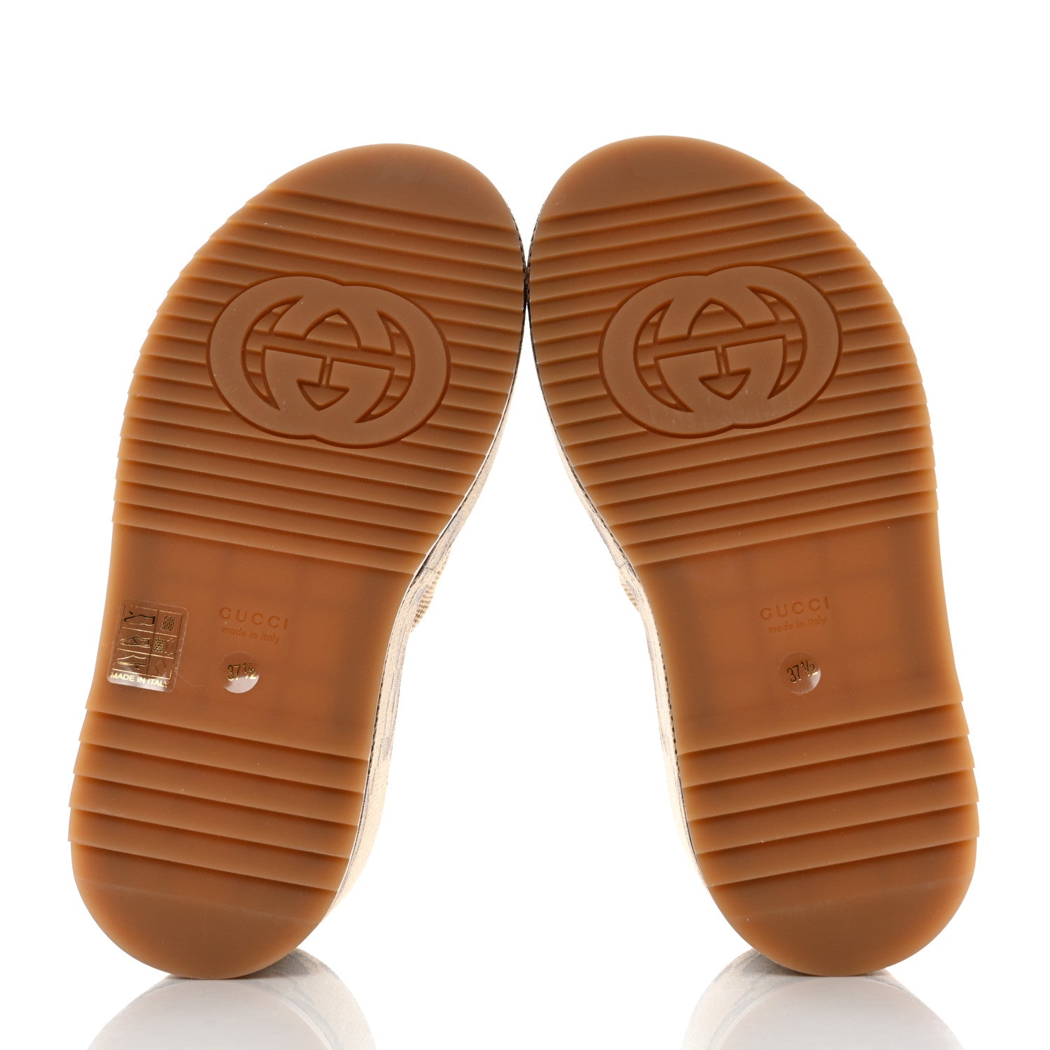 Gucci Monogram Jumbo GG Platform Slide Wedge Sandals 37.5 Camel Ebony 5 of 8