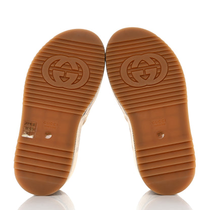 Gucci Monogram Jumbo GG Platform Slide Wedge Sandals 37.5 Camel Ebony 5 of 8